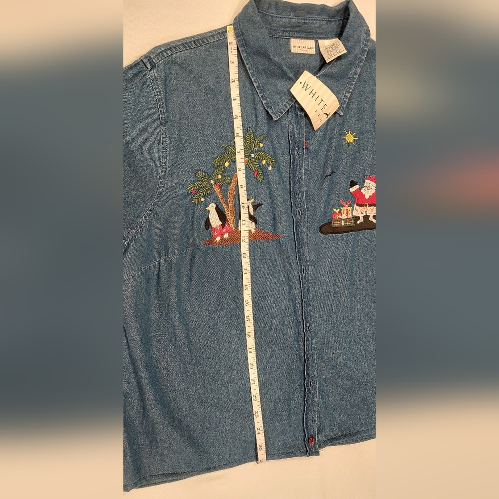 White Stag Blue Blouse with Colorful Embroidery - Picture 8 of 9